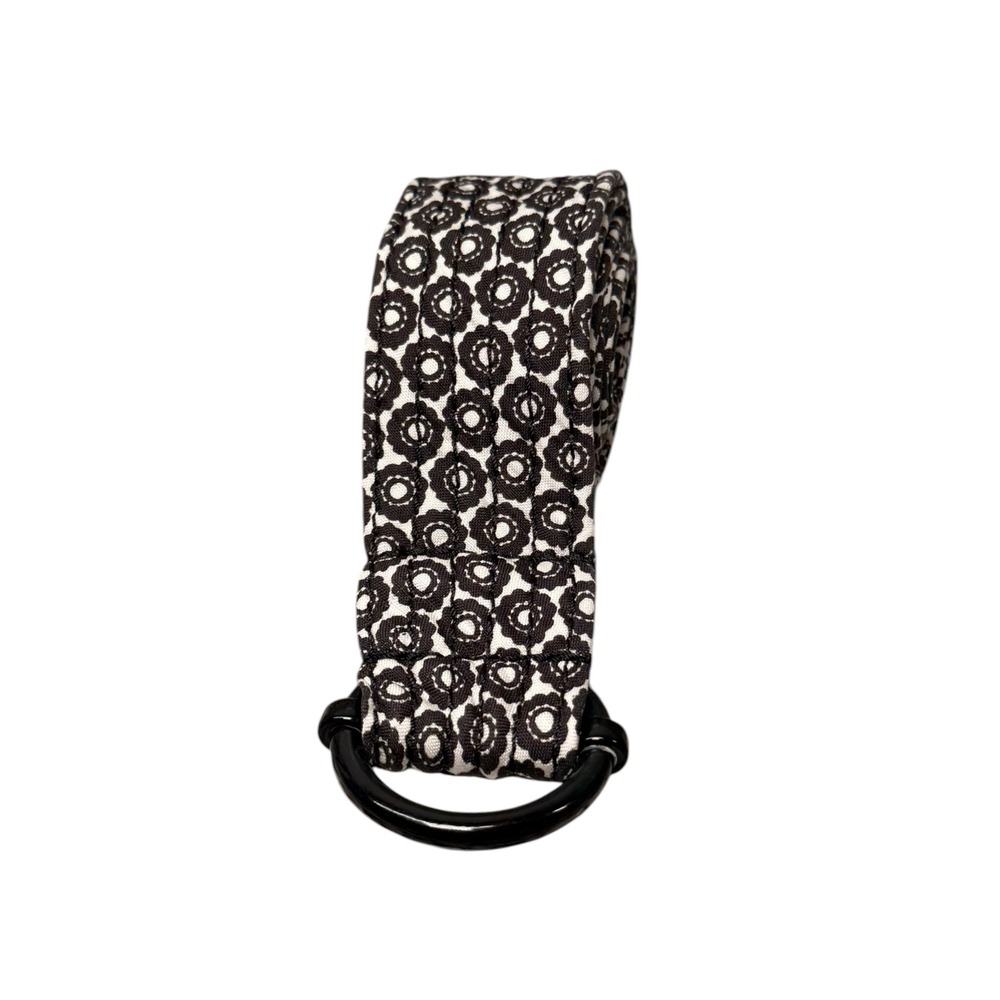 J.Crew Black White Floral Silk D-Ring Belt Medallion Print SP 08 46"